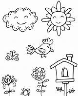 Coloring Landscape Spring Easy Topcoloringpages Kids Print Kindergarten sketch template