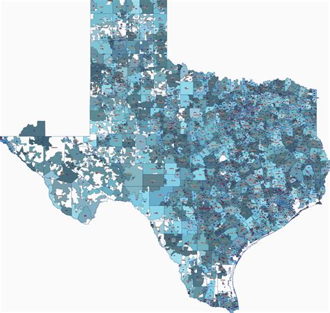 Texas Zip Code Map And Location Name Your Vector