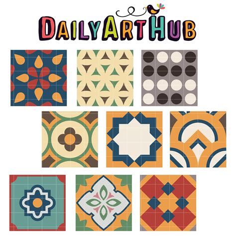 Traditional Tiles Clip Art Set Daily Art Hub Free Clip Art Everyday