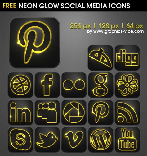 35 Neon Glow Social Media Icons Social Media Icons Free Social Media