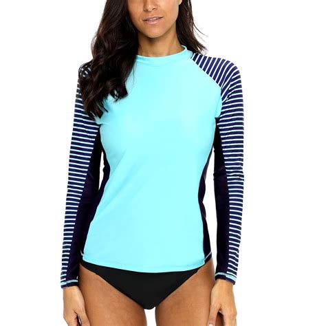 women fashion womens rash guard swim shirt long sleeve swimsuit top bathing swimming shirts sun