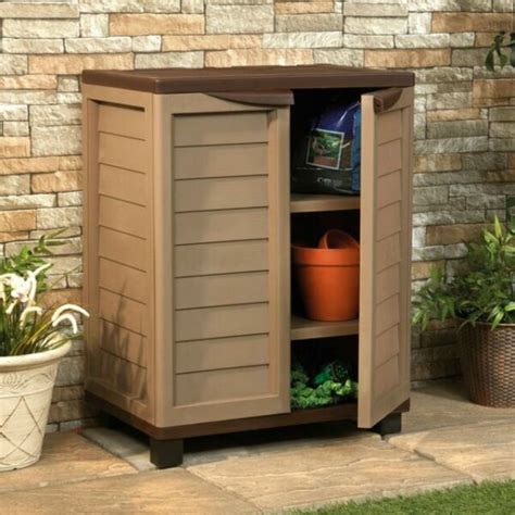Plastic Garden Storage Cabinet 273l Utility Unit And Shelves Weatherproof