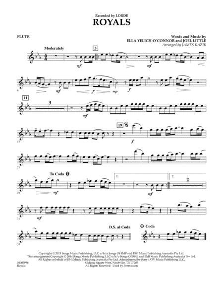 Royals Flute By Lorde Digital Sheet Music For