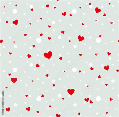 Seamless Pattern Of Red Hearts And White Polka Dots Stock Vector