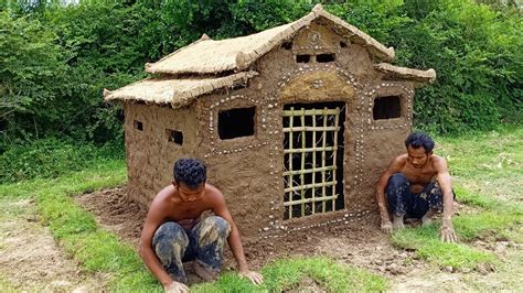 Build Wooden Mud House Youtube