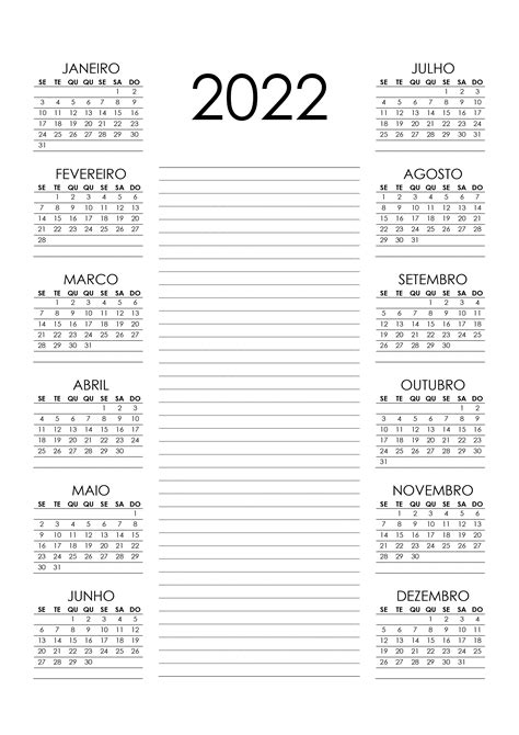 Calendário 2022 Calendarios365su