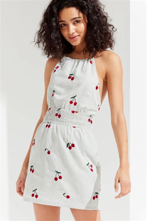 Uo Cherry Mini Halter Dress Best Cherry Print Dresses 2018 Popsugar