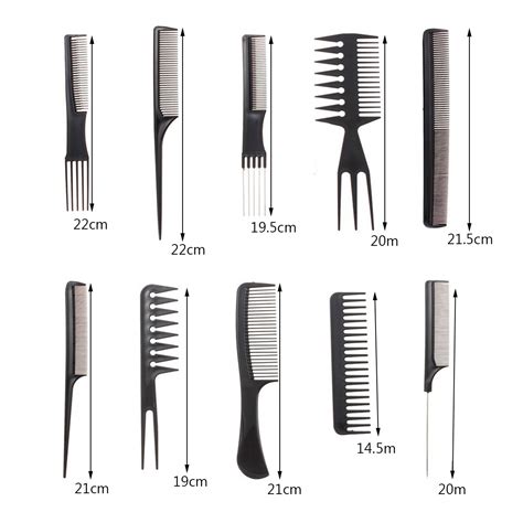 10pcs Black Pro Salon Hair Styling Hairdressing Plastic Barbers Brush