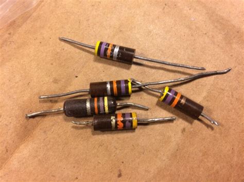 5 Vintage 47k Ohm 1 Watt 1w Carbon Comp Resistors Allen Bradley Ohmite