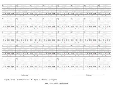 Jury Selection Pool Seating Chart Template Download Printable Pdf