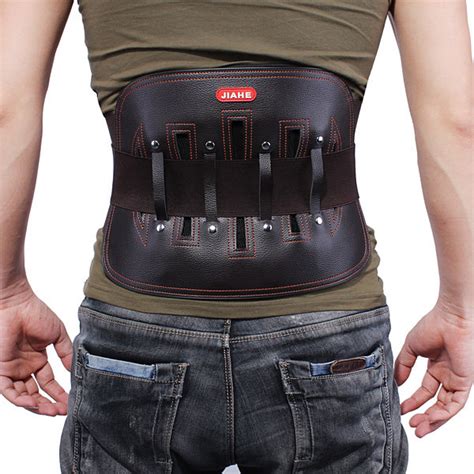 Jiahe Leather Lumbar Back Support Belt Spine Correction Brace Us20