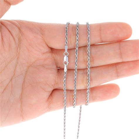 14k White Gold 2mm 5mm Diamond Cut Rope Chain Bracelet Mens Womens 7 8 9 Ebay