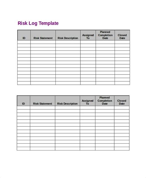 Project Risk And Issue Log Template 45 Useful Risk Register Templates