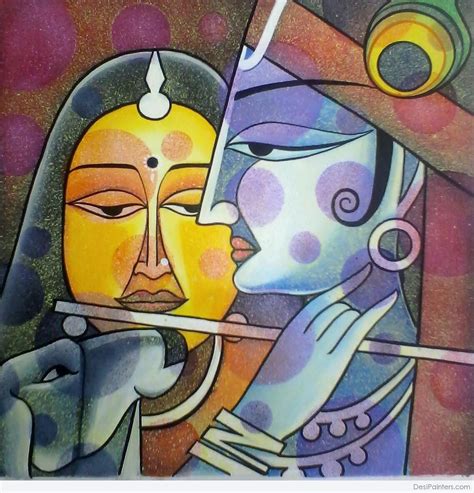 Watercolor Painting Of Radha And Krishna By Mithun Das Desi Painters
