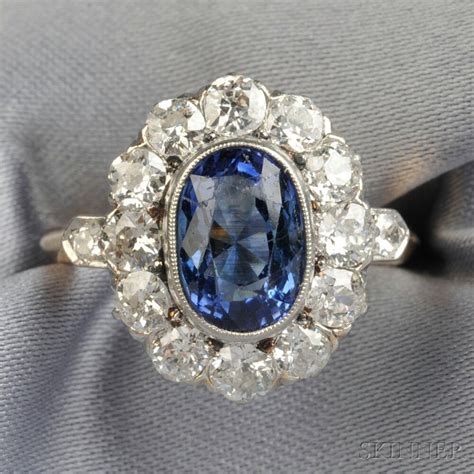 fine rings 4ct sapphire and diamond ring 14k yellow gold over estate bezel set oval blue gemstone