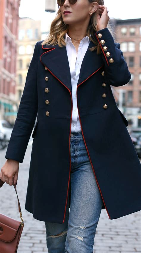 Navy Military Coat Gold Buttons Han Coats