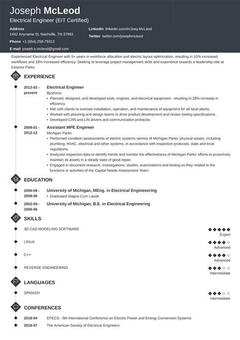 Customize this resume with ease using our seamless online resume builder. electrical engineering resume template diamond in 2020 | Engineering resume, Engineering resume ...