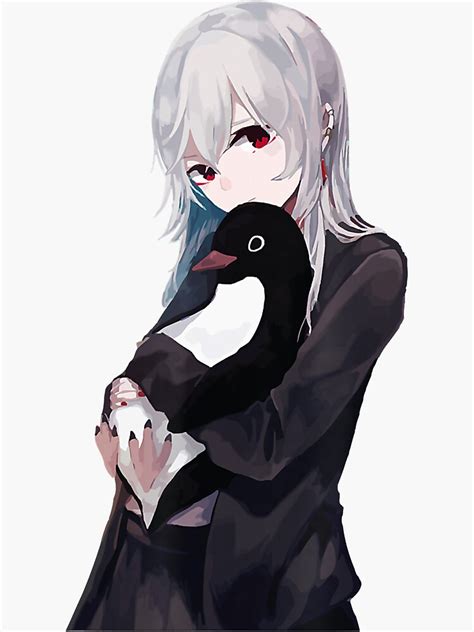 Kawaii Penguin Anime Girl Aesthetic Anime Waifu Sticker By