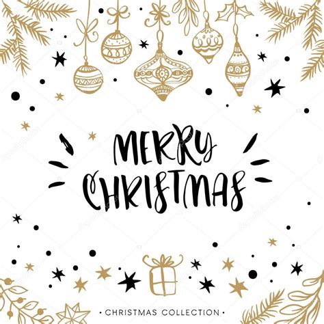 Merry Christmas Card With Calligraphy Stock Vector Image By ©kite Kit