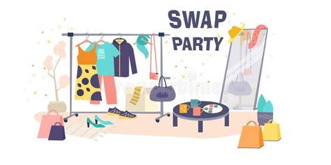 Swap Party Illustration With Clothes Vector Illustration Trendy