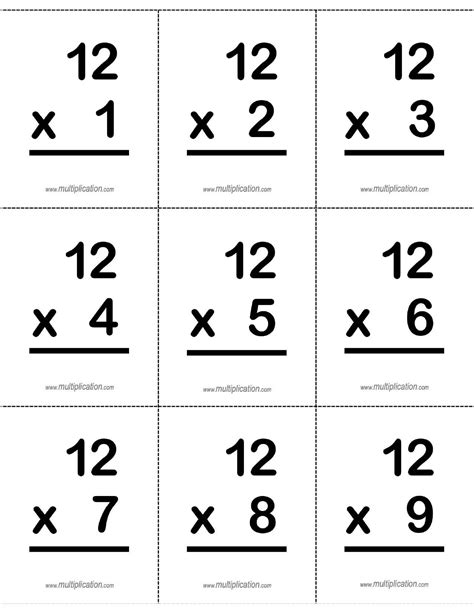 Flash Cards Multiplication Printable Up To 12s Printable Templates