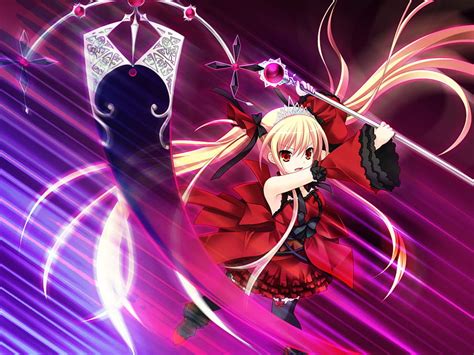 Bloody Rondo Game Cg Red Eyes Red Dress Scythe Twintails Blonde
