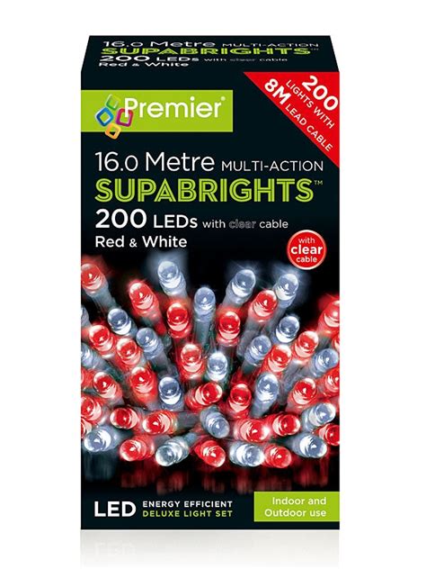 Premier 200 Led Multi Action Christmas Supabrights Red And White With