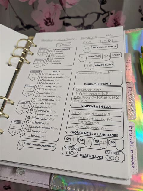 Dnd 5e Character Binder Printable Sheets Campaign Journal Etsy Uk