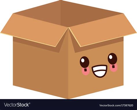 Cardboard Box Isolated Kawaii Cartoon Royalty Free Vector