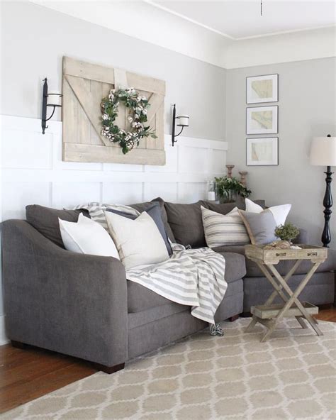 Charcoal Sofa Board And Batten And A Modern Farmhouse Vibe Grey Sofa