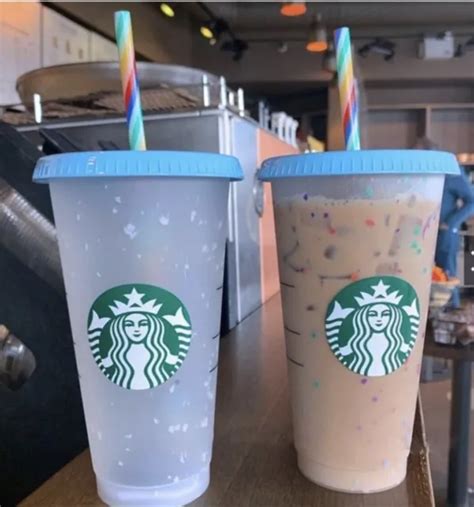 Starbucks Confetti Color Changing Reusable Cup Rainbow Straw