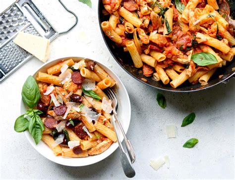 It contains a tomato sauce with tender chicken and rich chorizo along with the warm flavours of cumin and paprika. chicken and chorizo pasta | Chorizo pasta, Chicken and chorizo pasta, Pasta