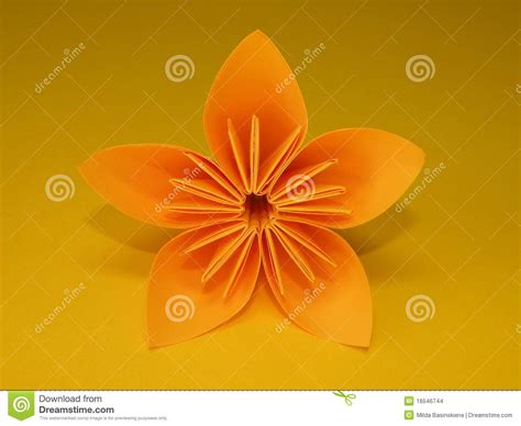 Orange Origami Flower Stock Photo Image Of Yellow Textures 16546744