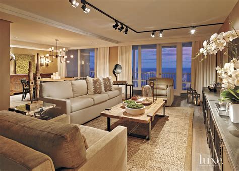 Eclectic Neutral Living Room With Oceanfront Views Luxe Interiors