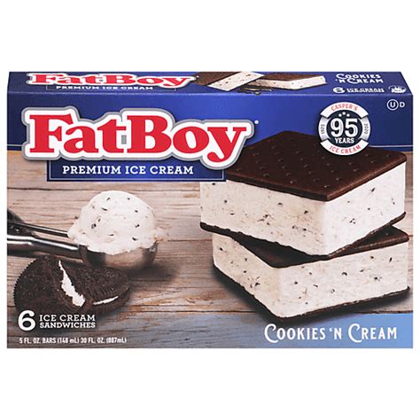 Fatboy Cookies N Cream Ice Cream Sandwiches Fl Oz Bars Ice