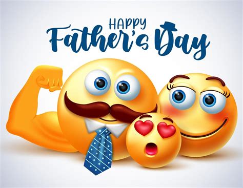 Fathers Day Emoji Vector Banner Design Happy Fathers Day Text With