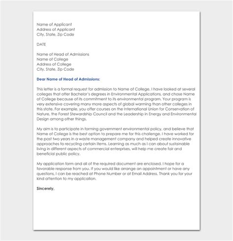 College Admission Application Letter Format With Sample Letters