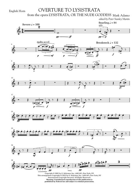 Overture To Lysistrata Arr Peter Stanley Martin English Horn Sheet