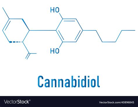 cannabidiol or cbd cannabis molecule formula vector image
