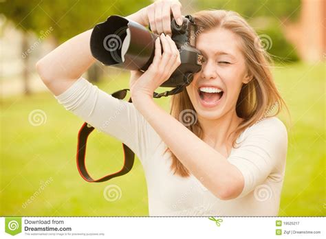 Royalty Free Stock Photography Girl With Mirror Camera