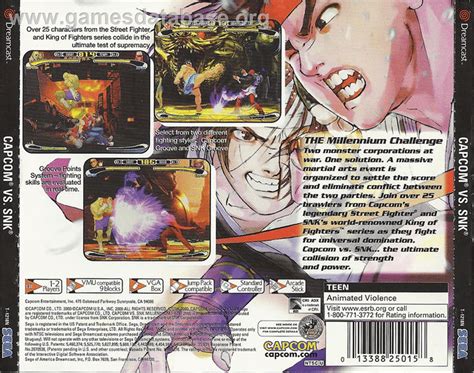 Capcom Vs Snk Millennium Fight 2000 Sega Dreamcast Artwork Box Back