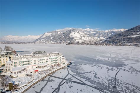 View Over The Frozen Lake From The Grand Hotel In Zell Am See Austria