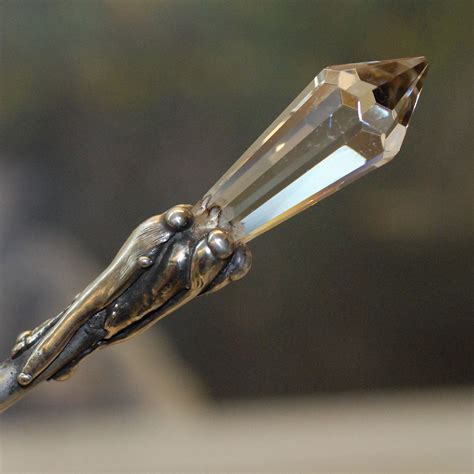 small beveled glass magic wand made with crystal glass harry potter inspired wiccan alter tools