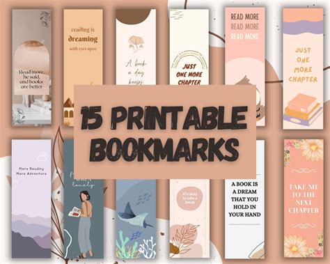 15 printable aesthetic bookmarks cute boho digital instant etsy