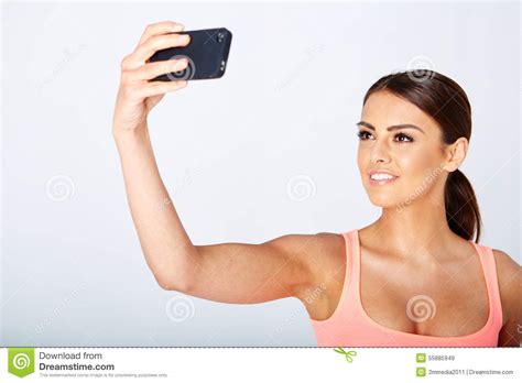 Beautiful Girl Taking Selfie Stock Image Image Of Mobile Smart 55885949