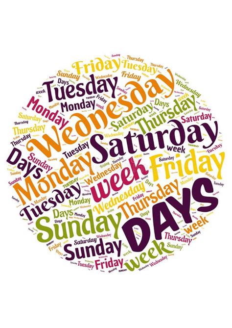 Illustration Of A Word Cloud Representing Days Of The Week Stock Vector