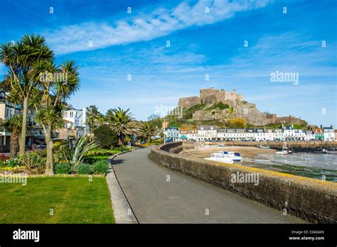 The Town Of Mont Orgueil And Its Castle Jersey Channel Islands