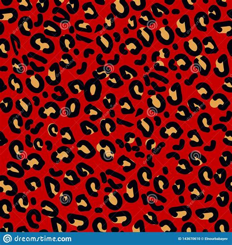 Red Leopard Seamless Pattern Animal Print Vector