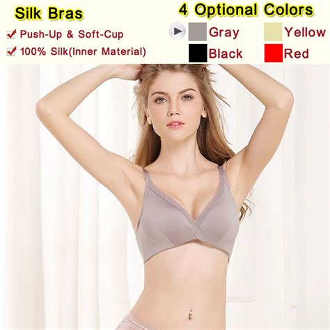 seres sexy silk bras push up lingerie brassiere soft cup 100 silk inner material 4 colors 真丝文胸