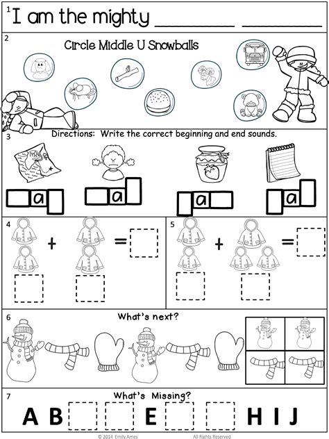Kindergarten Homework Pages